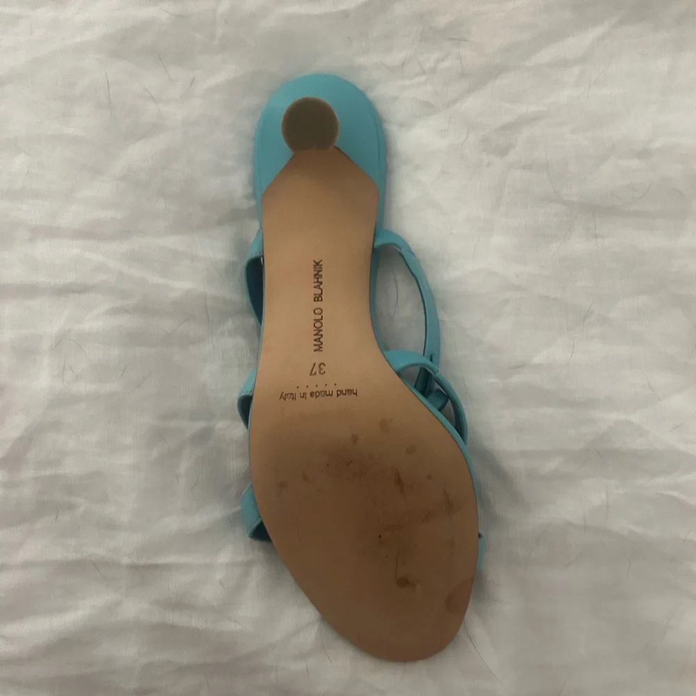 Manolo Blahnik Turquoise Strappy Sandals - Picture 8 of 9